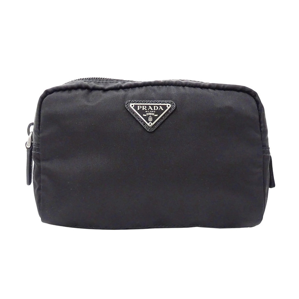 Prada PRADA handbag pouch for women and men, brand name, nylon, black, 1NA021...